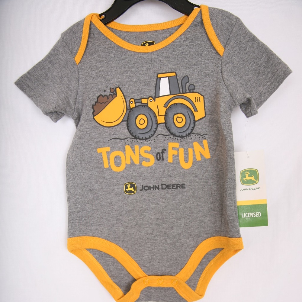 John Deere Tons of Fun Onsie NWT Yellow & Gray